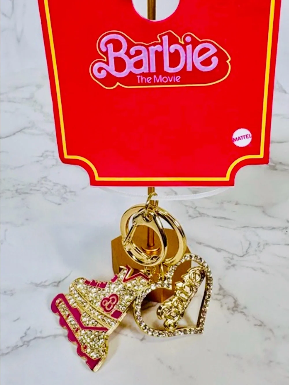 A-1DC-39: BAG CHARM/KEYCHAIN: BARBIE w/Pink & Golden Accents, Rhinestones, NWOT